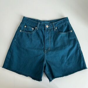 Glassons high waist 100% cotton a-line denim shorts distressed / frayed AU8